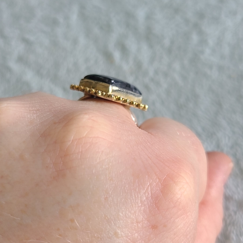 Moonstone Square Sterling Ring - Picture 3 of 7